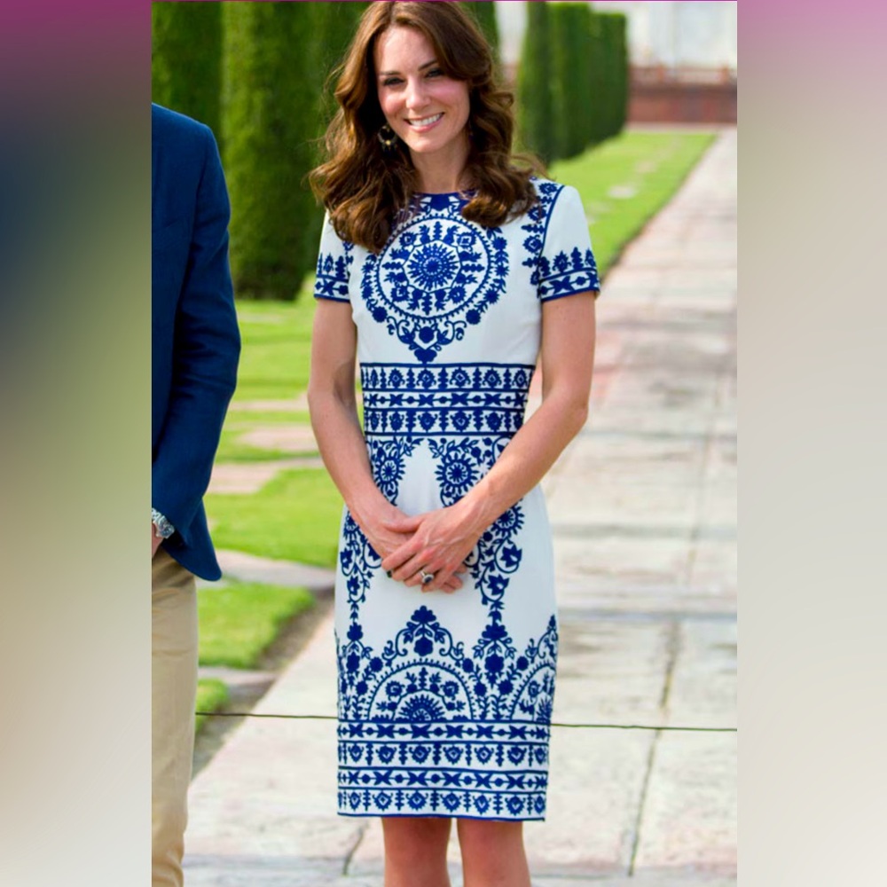 Naeem Khan Inspired Blue & White Printed